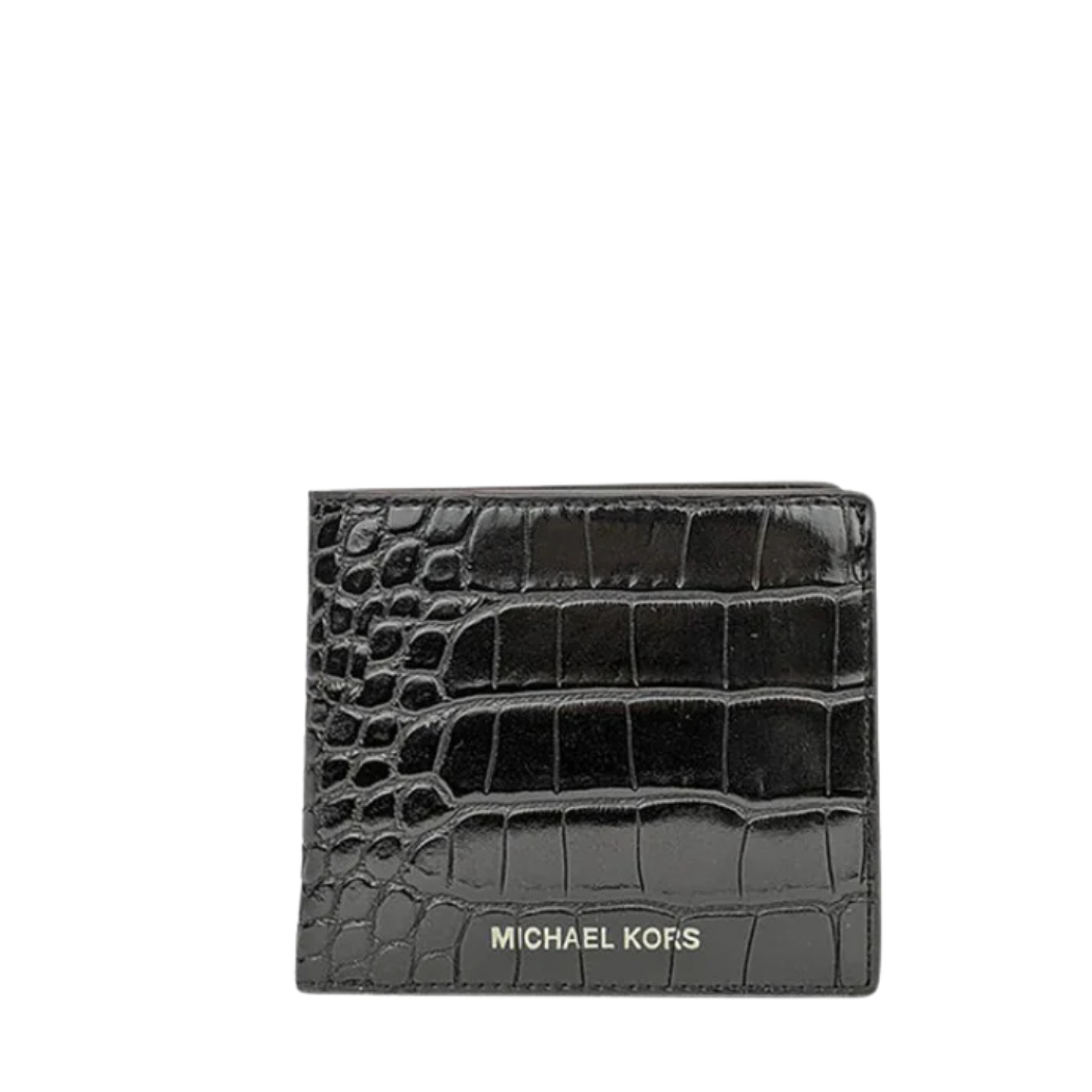 Michael Kors 36F1LCOF1E – Cooper Black Crocodile-Embossed Leather Bi-Fold Wallet