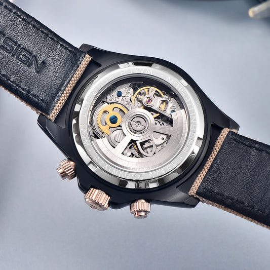 Pagani Design Black Stainless Steel Rainbow Bezel Automatic Watch for Gents - PD-1732