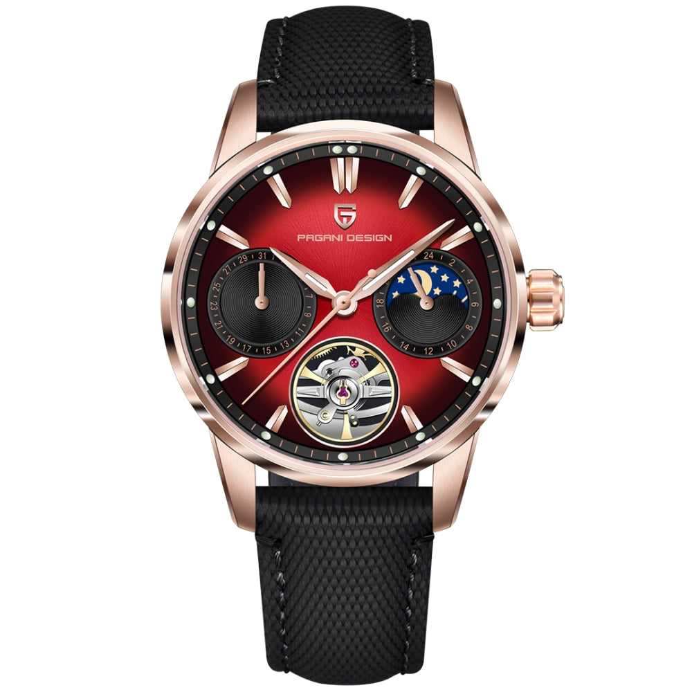 Pagani Design Rose Gold Stainless Steel Red Dial Automatic Watch for Gents - PD-YS021