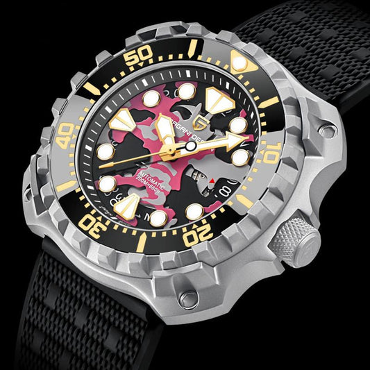 Pagani Design Stainless Steel Pink Camo Dial Automatic Watch for Gents - PD-YN009