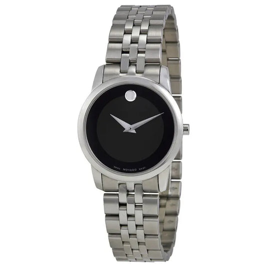 Movado Women’s Quartz Swiss Made Stainless Steel Black Dial 28mm Watch 0606505