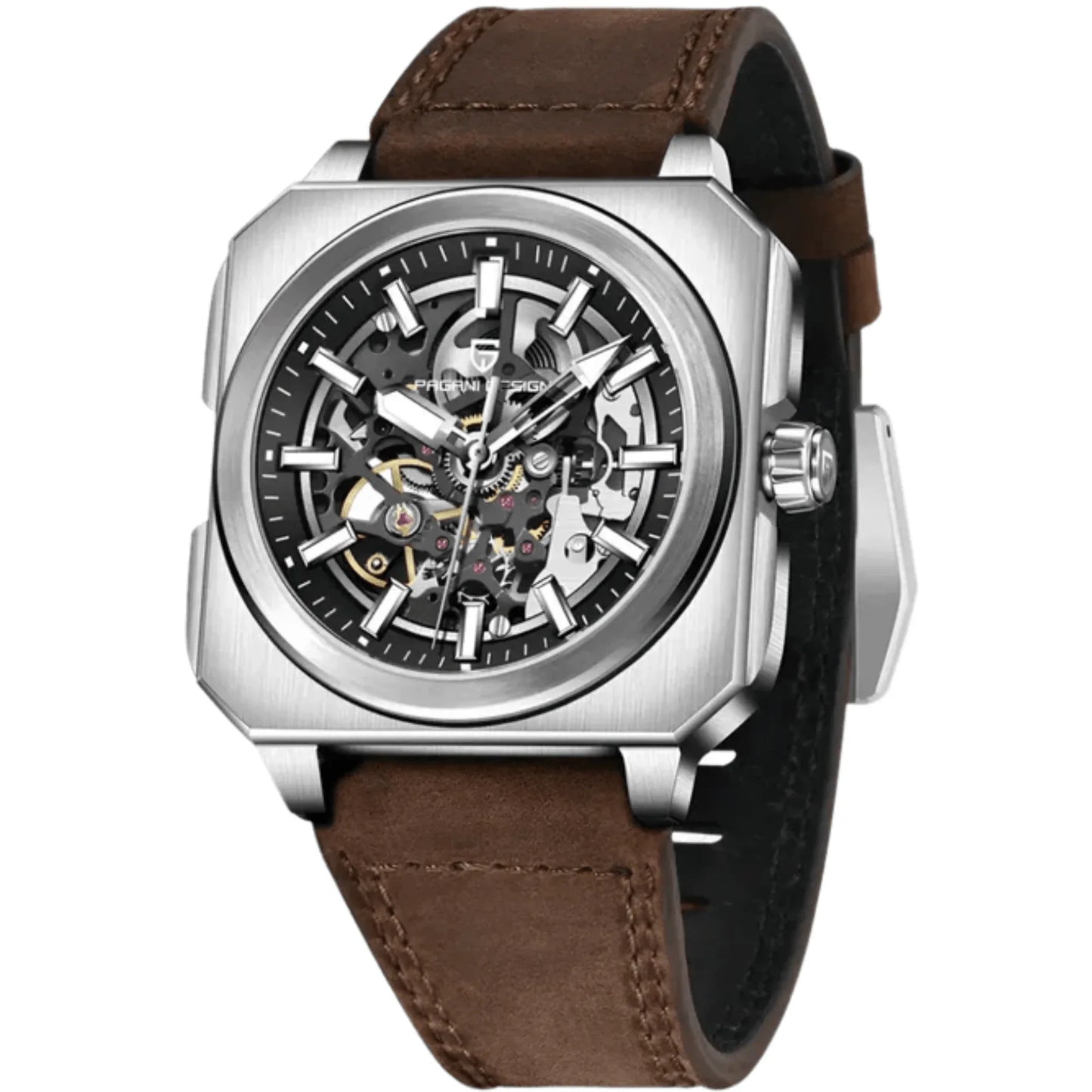 Pagani Design Stainless Steel Skeleton Dial Automatic Watch for Gents - PD-1782