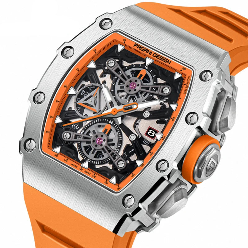 Pagani Design Stainless Steel Skeleton Dial Quartz Watch for Gents - PD-YS012