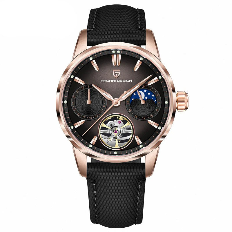 Pagani Design Rose Gold Stainless Steel Black Dial Automatic Watch for Gents - PD-YS021