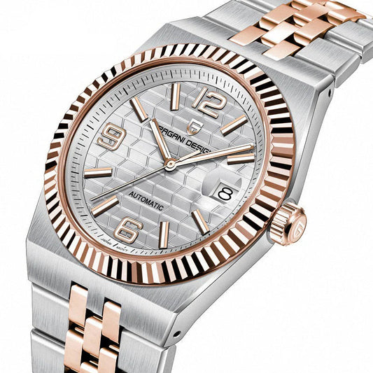 Pagani Design Rose Gold Stainless Steel White Dial Automatic Watch for Gents - PD-YS027