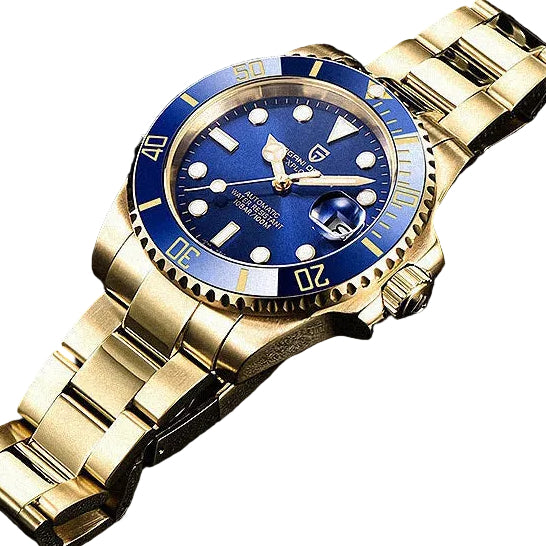 Pagani Design Gold Stainless Steel Blue Dial Automatic Watch for Gents - PD-1661GB