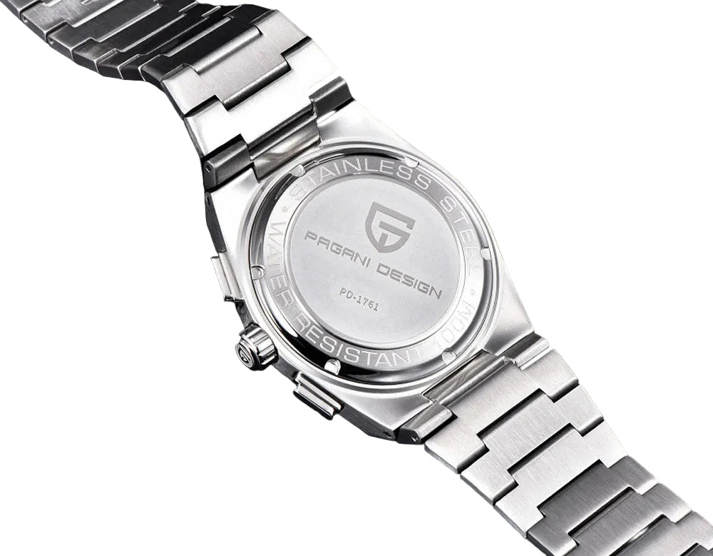 Pagani Design Stainless Steel Silver Dial Quartz Chronograph Watch for Gents - PD-1761