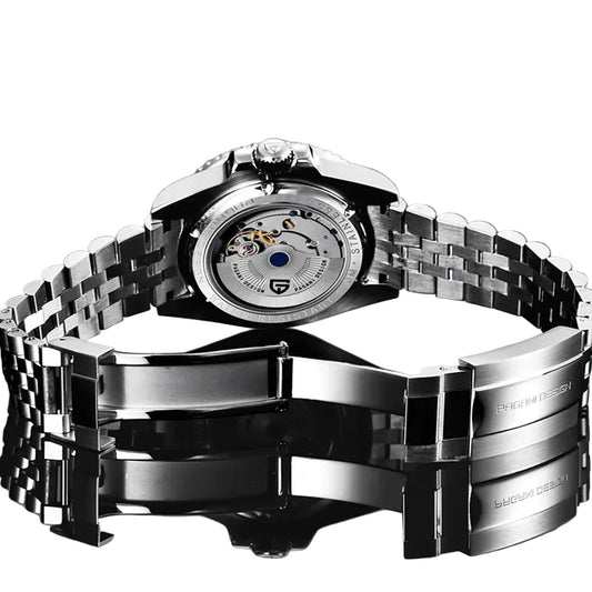 Pagani Design Stainless Steel Black Dial Automatic GMT Watch for Gents - PD-1662-BB