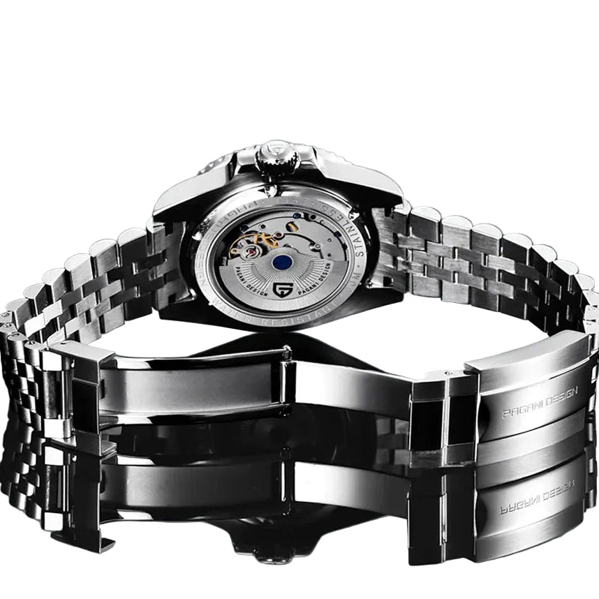 Pagani Design Stainless Steel Black Dial Automatic GMT Watch for Gents - PD-1662-BB