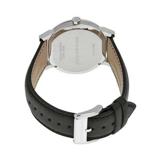 Burberry Men’s Swiss Made Leather Strap Silver Dial 38mm Watch BU9008