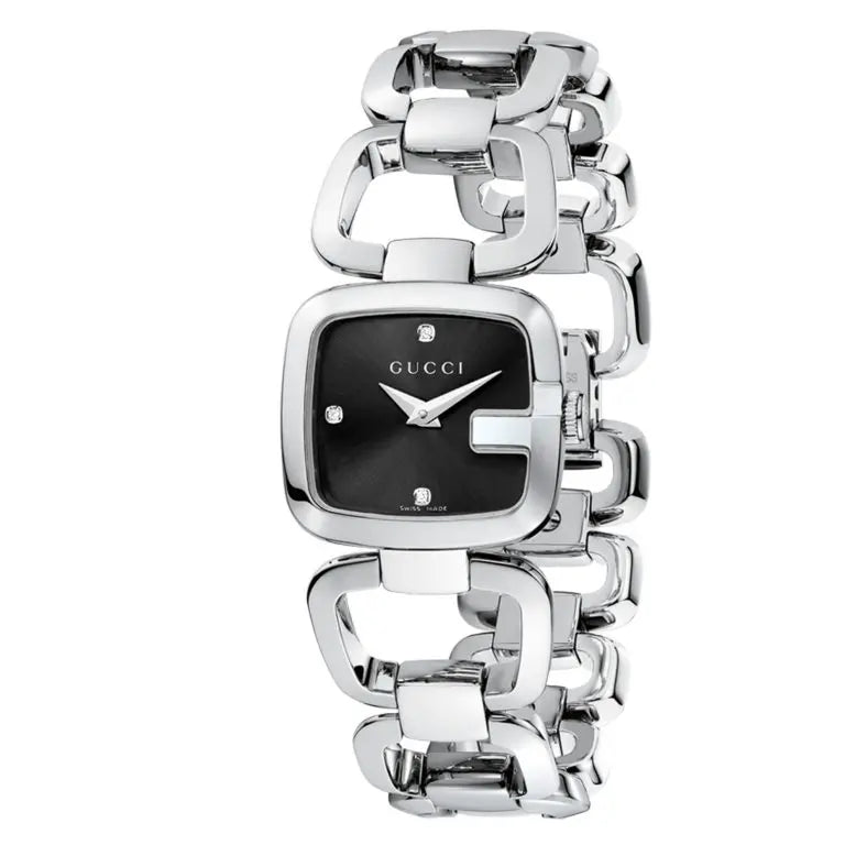 Gucci Women’s Swiss Made Quartz Stainless Steel Black Dial 24mm Watch YA125509
