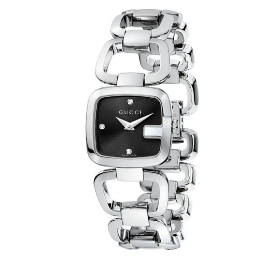 Gucci Women’s Swiss Made Quartz Stainless Steel Black Dial 24mm Watch YA125509