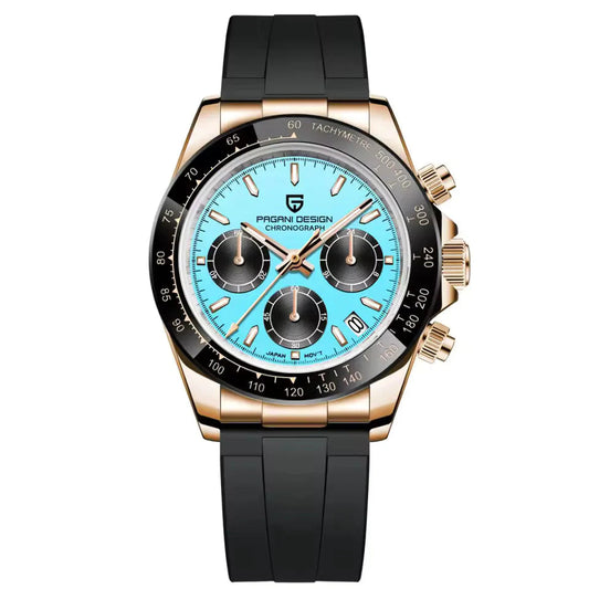 Pagani Design Stainless Steel Sky Blue Dial Quartz Chronograph Watch for Gents - PD-1664Tf