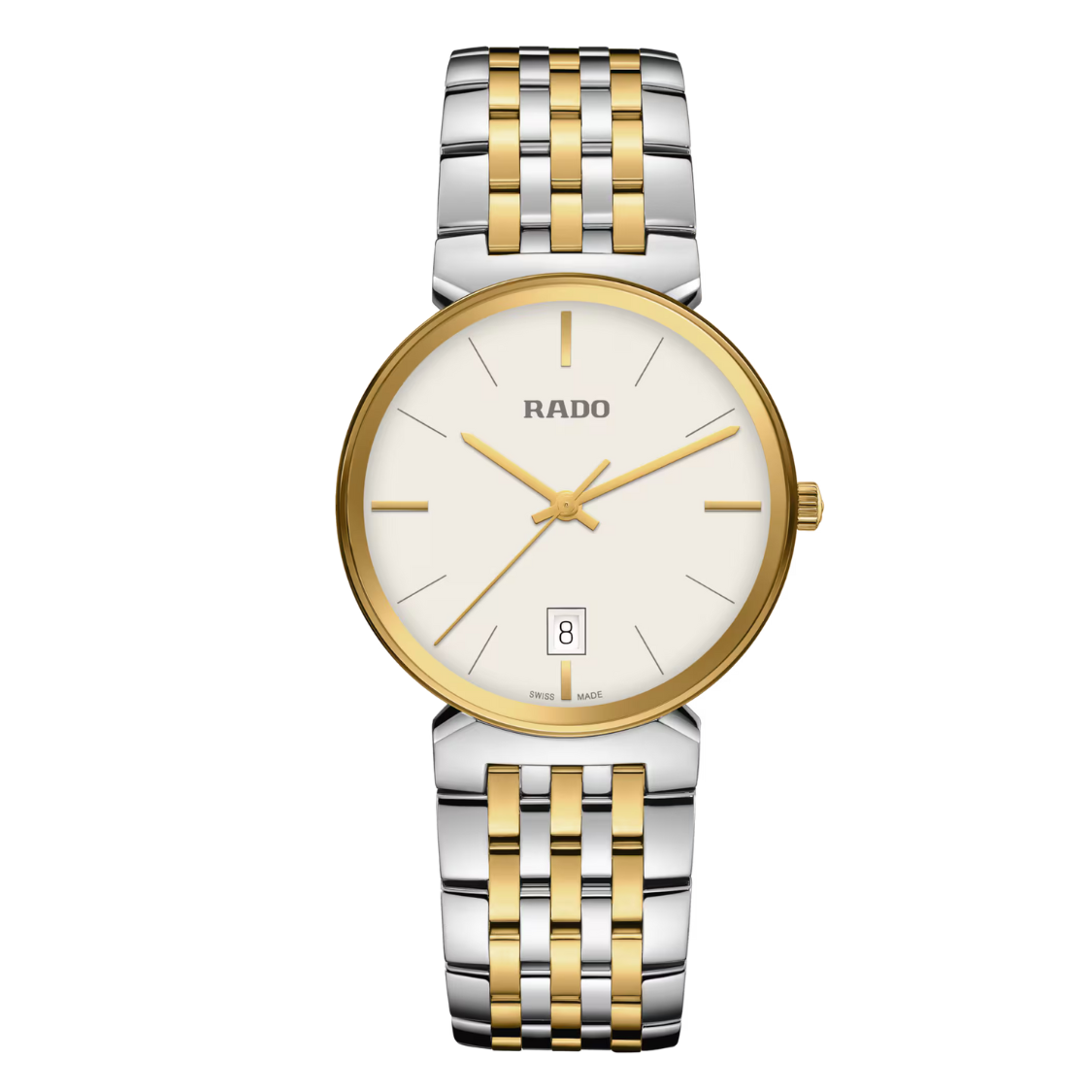 ساعة رادو فلورنس ثنائية اللون من الفولاذ المقاوم للصدأ، مينا أبيض، كوارتز، للجنسين - R48912023