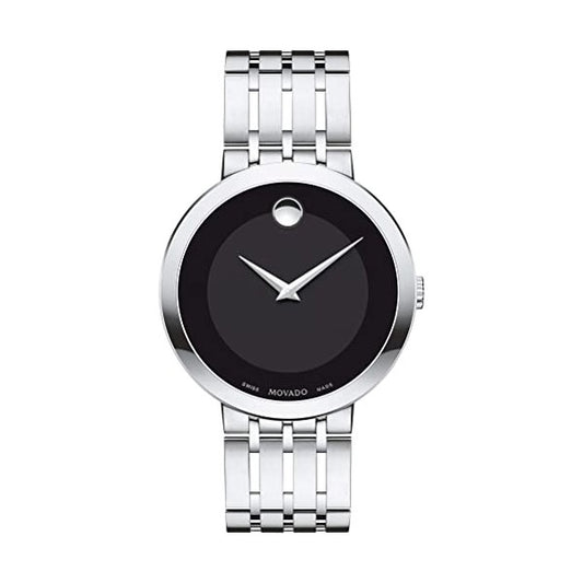 Movado Men’s Swiss Made Quartz Stainless Steel Black Dial 39mm Watch 0607057