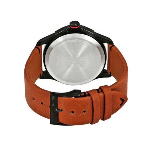 Gucci Men’s Quartz Swiss Made Leather Brown Strap Dial 44mm Watch YA126271