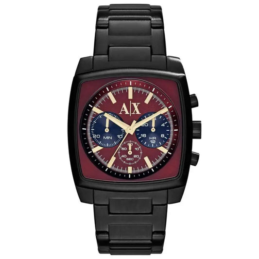 Armani Exchange Men’s Quartz Black Stainless Steel Maroon Dial 40mm Watch AX2255