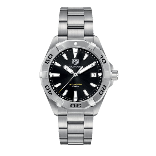Tag Heuer Aquaracer Men’s Quartz Swiss Made Silver Stainless Steel Black Dial 41mm Watch WBD1110.BA0928