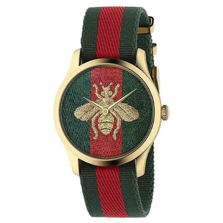 Gucci Unisex Swiss Made Quartz Nylon Strap Multi Dial 38mm Watch YA126487
