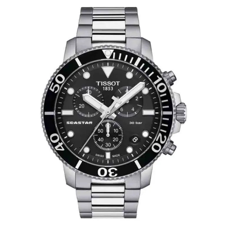 TISSOT Men’s Quartz Swiss Made Stainless Steel Black Dial 45mm Watch T120.417.11.051.00