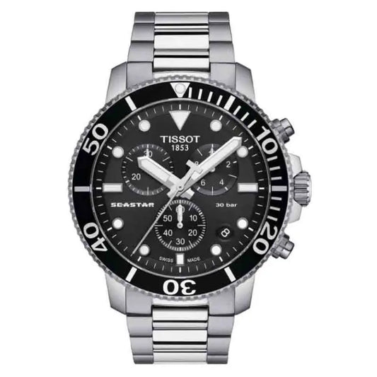 TISSOT Men’s Quartz Swiss Made Stainless Steel Black Dial 45mm Watch T120.417.11.051.00
