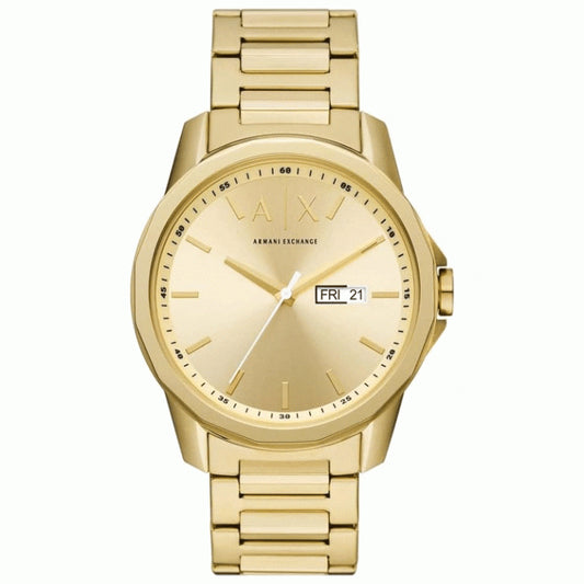 Armani Exchange Men’s Quartz Gold Stainless Steel Gold Dial 44mm Watch AX1734