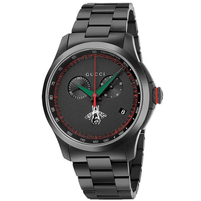 Gucci Men’s Swiss Made Quartz Black Stainless Steel Black Dial 44mm Watch YA126269