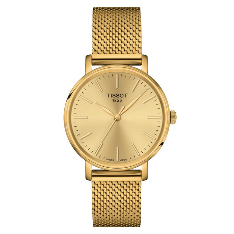 Tissot Women’s Quartz Swiss Made Gold Stainless Steel Champagne Dial 34mm Watch T143.210.33.021.00