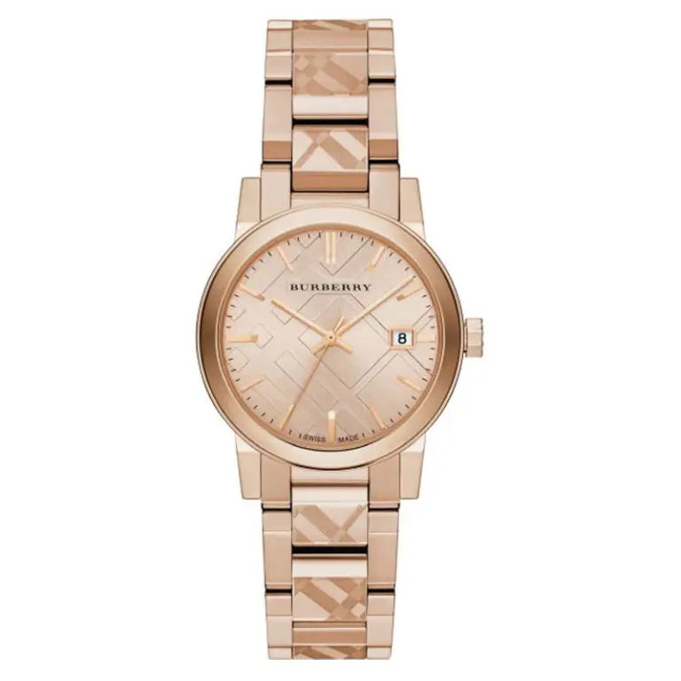 Burberry Ladies Swiss Made Stainless Steel Rose Gold 34mm Watch BU9146