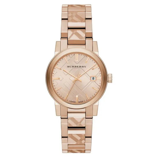 Burberry Ladies Swiss Made Stainless Steel Rose Gold 34mm Watch BU9146