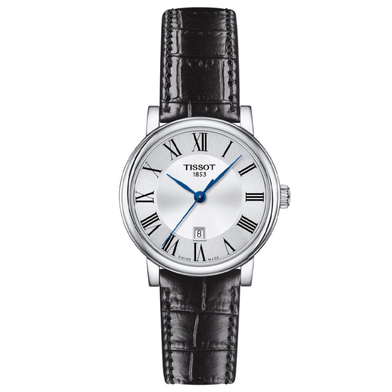 Tissot Women’s Quartz Swiss Made Black Leather Strap Silver Dial 30mm Watch T122.210.16.033.00