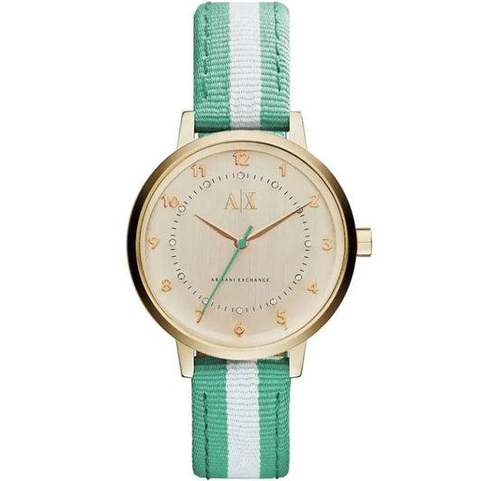 Armani Exchange Women’s Quartz Two Tone Nylon Strap Gold Dial 39mm Watch AX5365