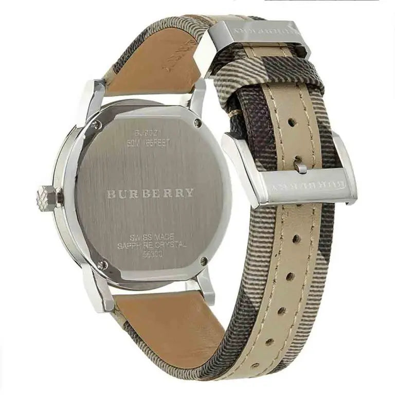 Burberry Women’s Swiss Made Leather Strap Beige Dial 38mm Watch BU9021