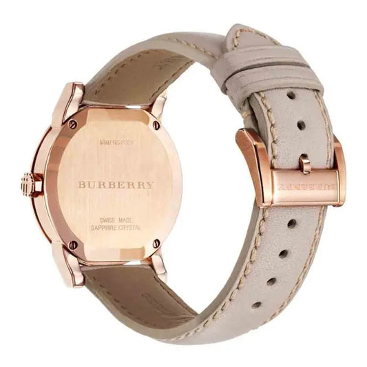 Burberry Women’s Swiss Made Leather Strap Gold Dial 34mm Watch BU9131