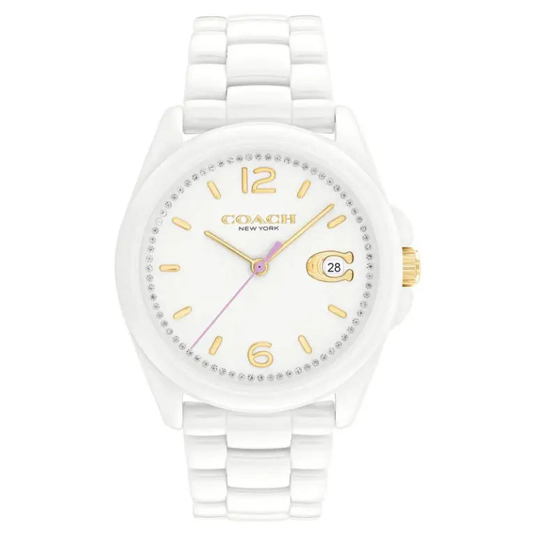 Coach Women’s Quartz White Ceramic Chain White Dial 36mm Watch 14503925