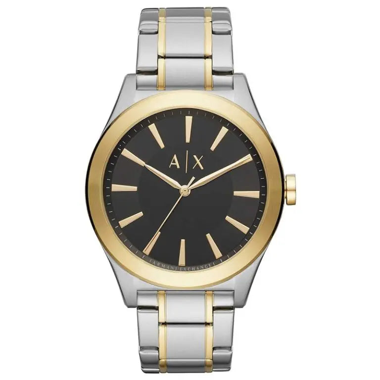 Armani Exchange Men’s Quartz Two Tone Stainless Steel Black Dial 44mm Watch AX2336