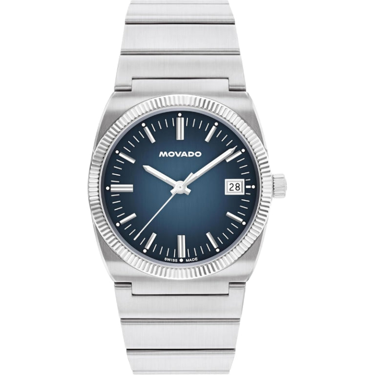 Movado Unisex Quartz Swiss Made Silver Stainless Steel Blue Dial 36mm Watch 3650215