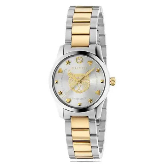 Gucci Women’s Swiss Made Quartz Stainless Steel Silver Dial 27mm Watch YA126596
