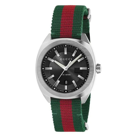 Gucci Men’s Swiss Made Quartz Nylon Strap Black Dial 41mm Watch YA142305