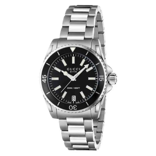 Gucci Women’s Quartz Stainless Steel Swiss Made Black Dial 32mm Watch YA136403
