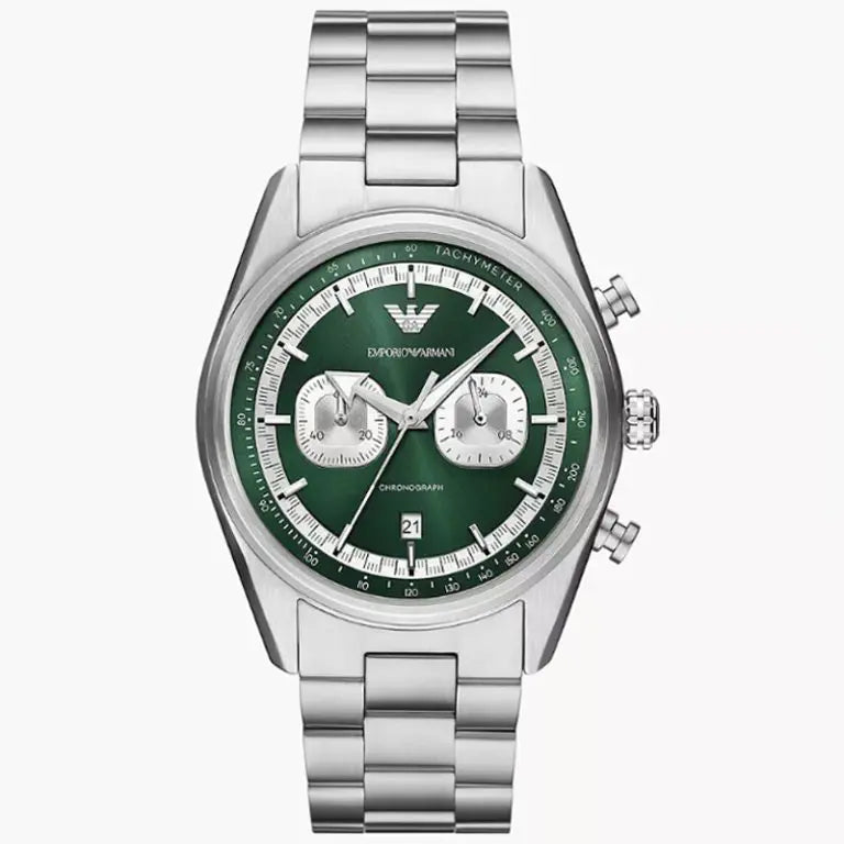 Emporio Armani Men’s Quartz Silver Stainless Steel Green Dial 42mm Watch AR11637