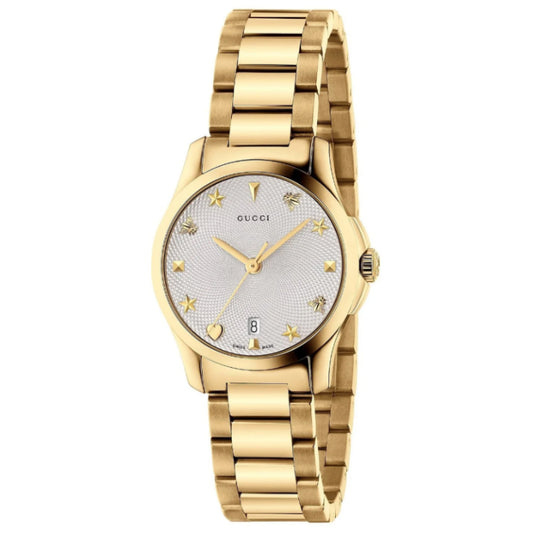 Gucci Women’s Quartz Swiss Made Gold Stainless Steel Gold Dial 27mm Watch YA126576