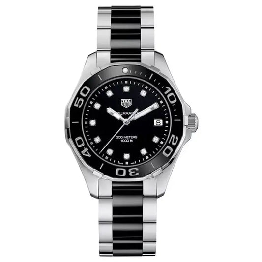 Tag Heuer Aquaracer Women’s Quartz Swiss Made Silver Stainless Steel Black Dial 35mm Watch WAY131C.BA0913