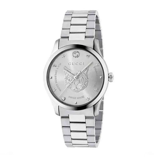 Gucci Unisex Swiss Made Quartz Silver Stainless Steel Silver Dial 38mm Watch YA1264095