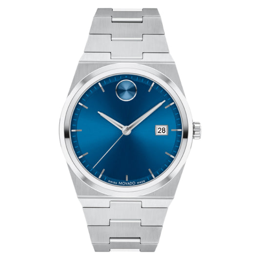 Movado Men’s Quartz Swiss Made Silver Stainless Steel Blue Dial 40mm Watch 3601221