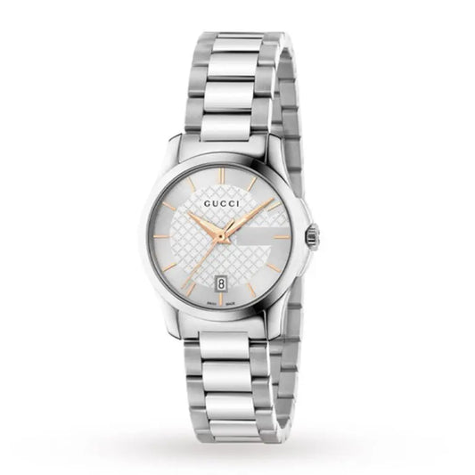 Gucci Women’s Quartz Swiss Made Silver Stainless Steel Silver Dial 27mm Watch YA126523