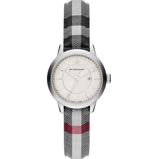Burberry Women’s Swiss Made Multi Colour Leather Strap Beige Dial 32mm Watch BU1010