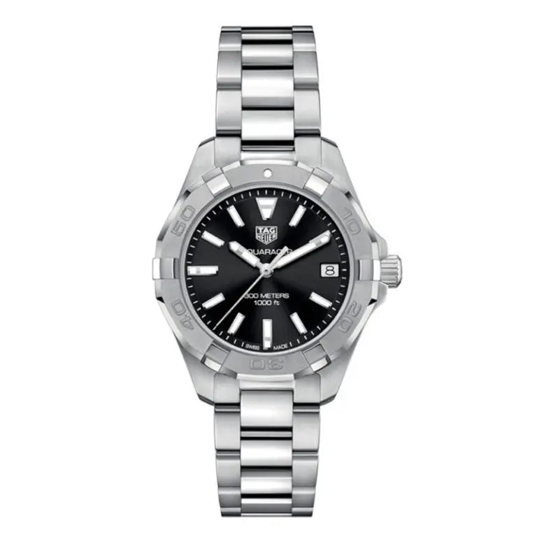 Tag Heuer Aquaracer Women’s Quartz Swiss Made Silver Stainless Steel Black Dial 32mm Watch WBD1310.BA0740