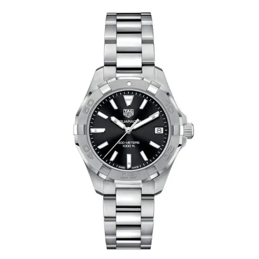 Tag Heuer Aquaracer Women’s Quartz Swiss Made Silver Stainless Steel Black Dial 32mm Watch WBD1310.BA0740