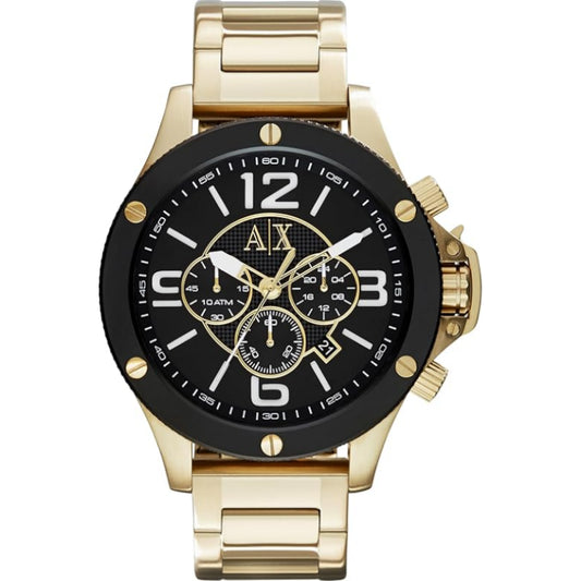 Armani Exchange Men’s Chronograph Quartz Gold Stainless Steel Black Dial 48mm Watch AX1511 (Like New)